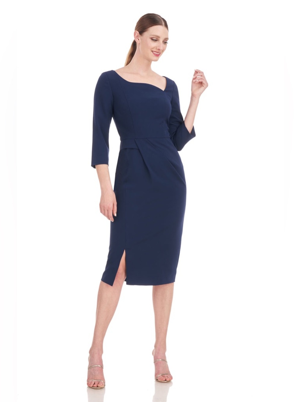 Kay Unger Anya Midi Dress in Dark Midnight Navy
